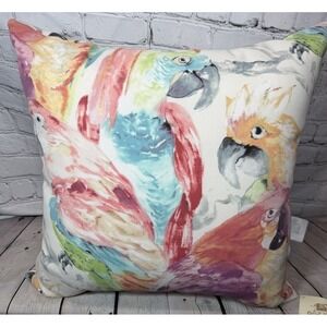 World Market Macaw Parrot Bird Tropical Indoor Outdoor Pillow New 20"